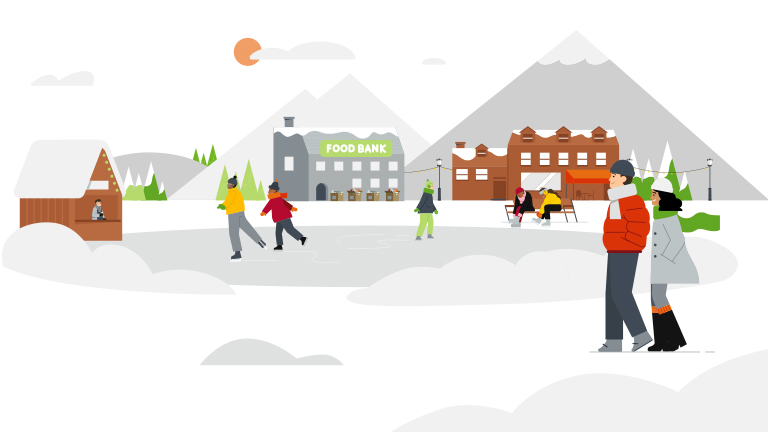 illustration of a thriving community supported by BCLC