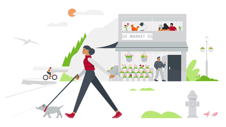 illustration of a thriving community supported by BCLC