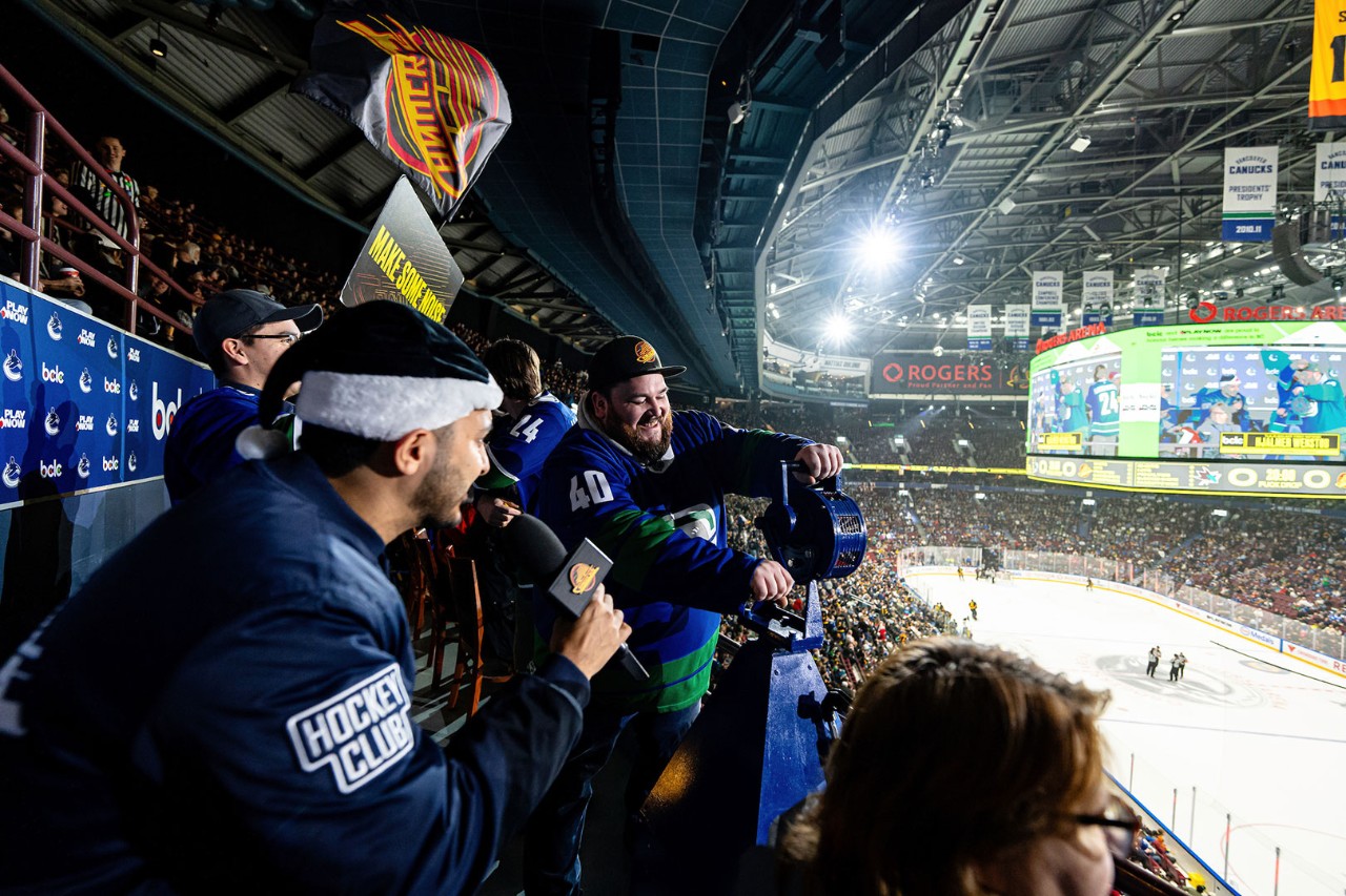 Hjalmer Wenjstob honoured at a Vancouver Canucks game.