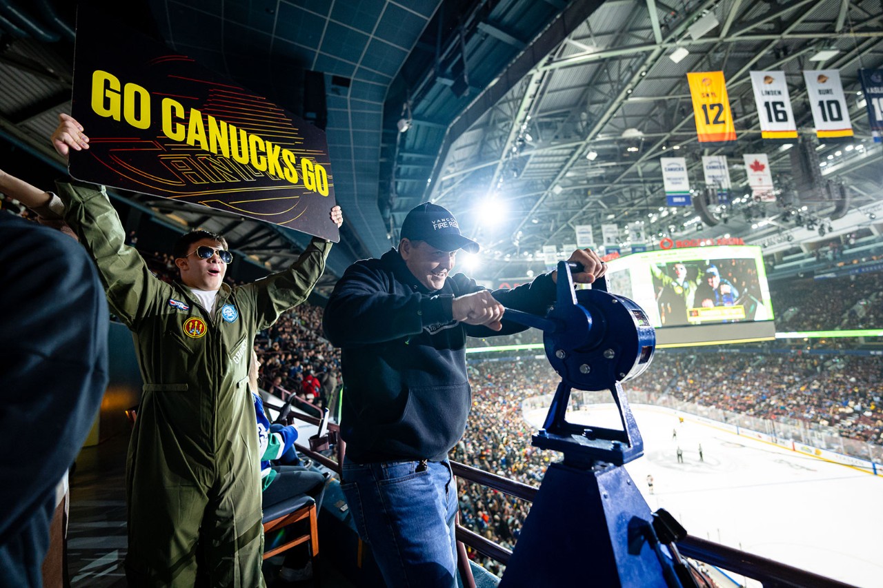 Dan Cochrane honoured at a Vancouver Canucks game.