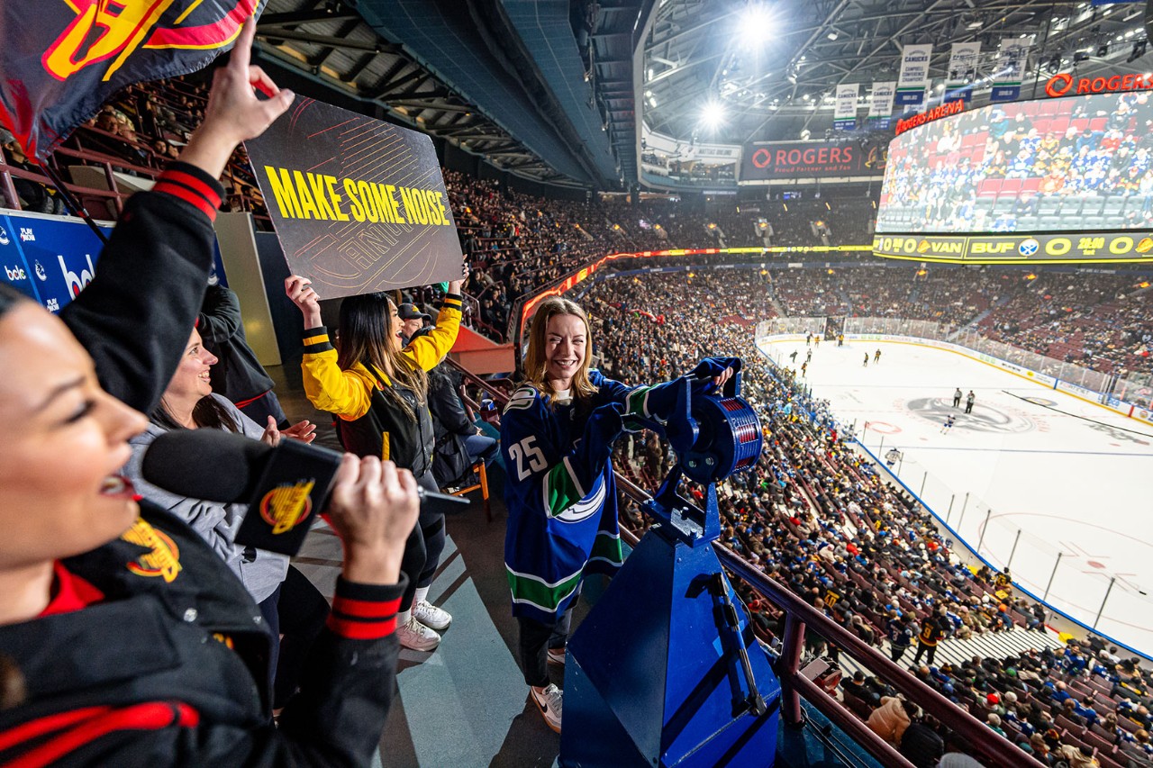 Rachel Moir honoured at a Vancouver Canucks game.