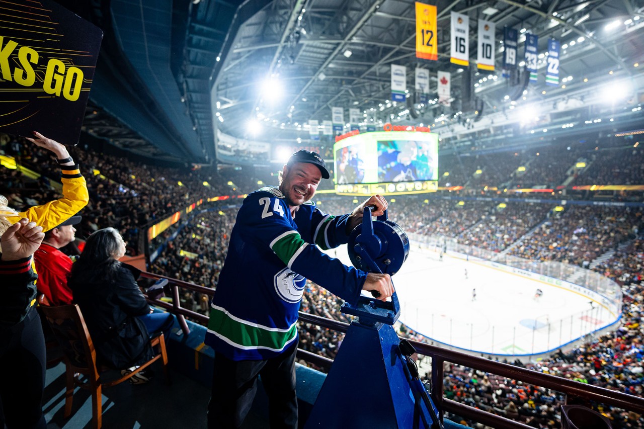 Nick Avery honoured at a Vancouver Canucks game.
