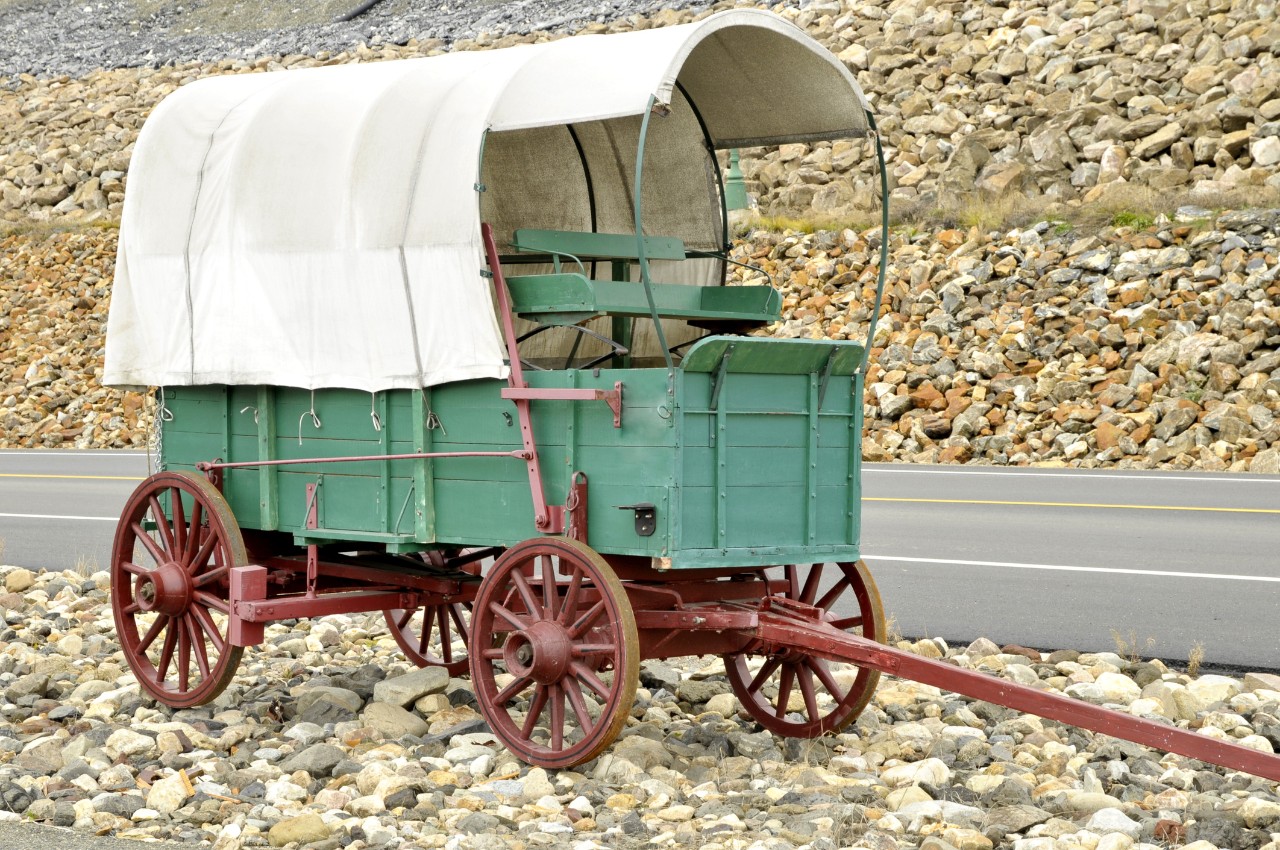 White and teal carriage