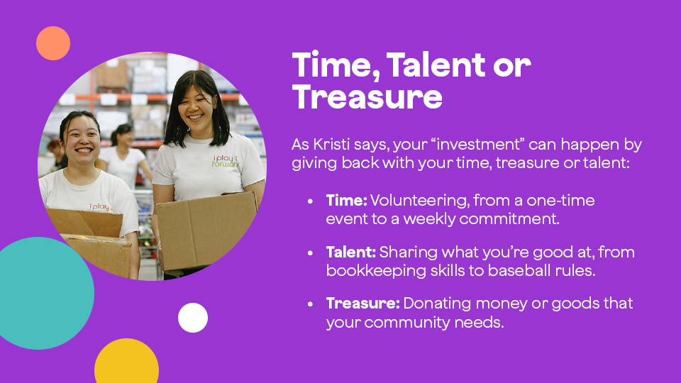 Infographic describing Time, Talent or Treasure