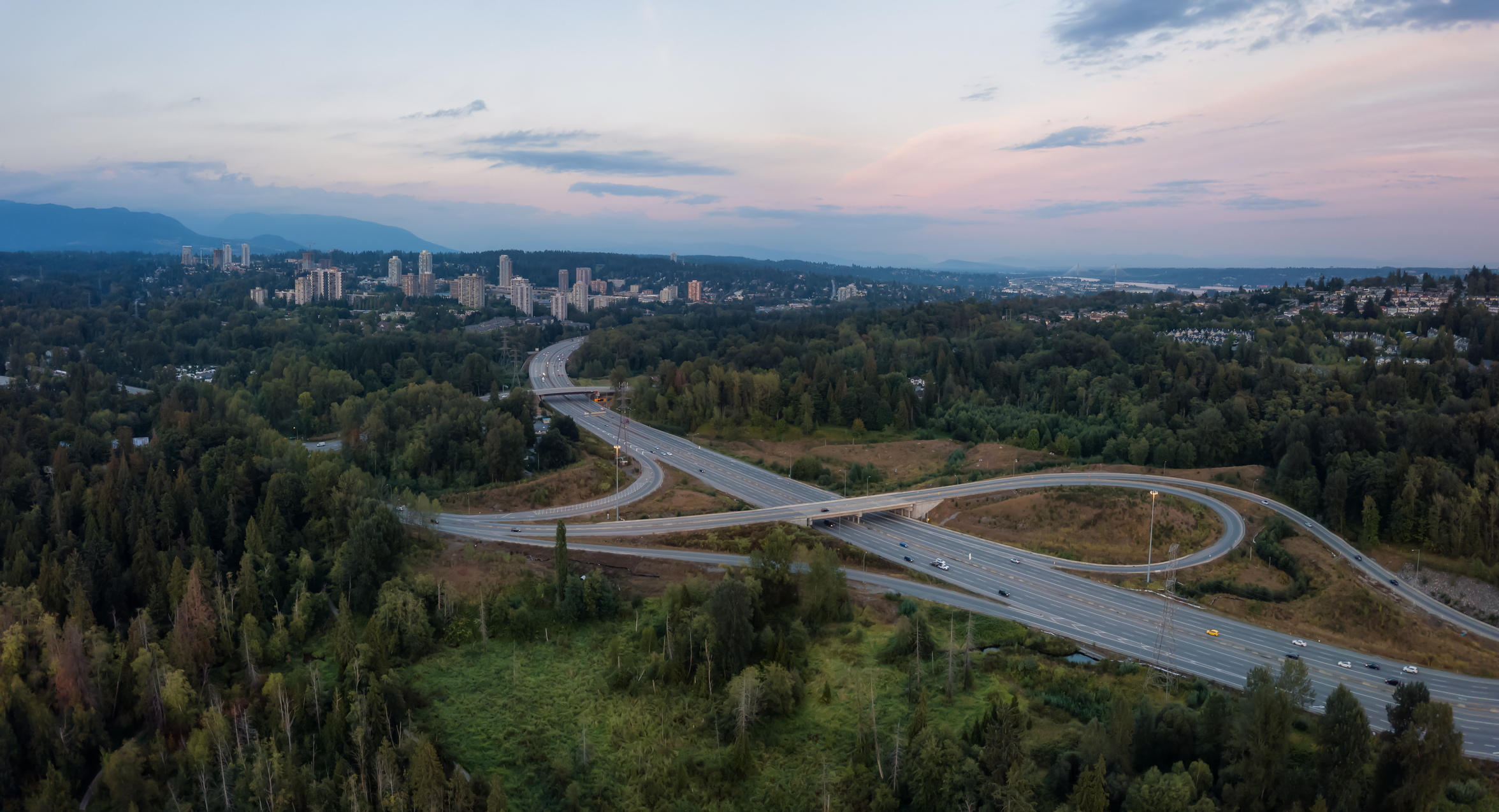 Birdseye view of highway overpass