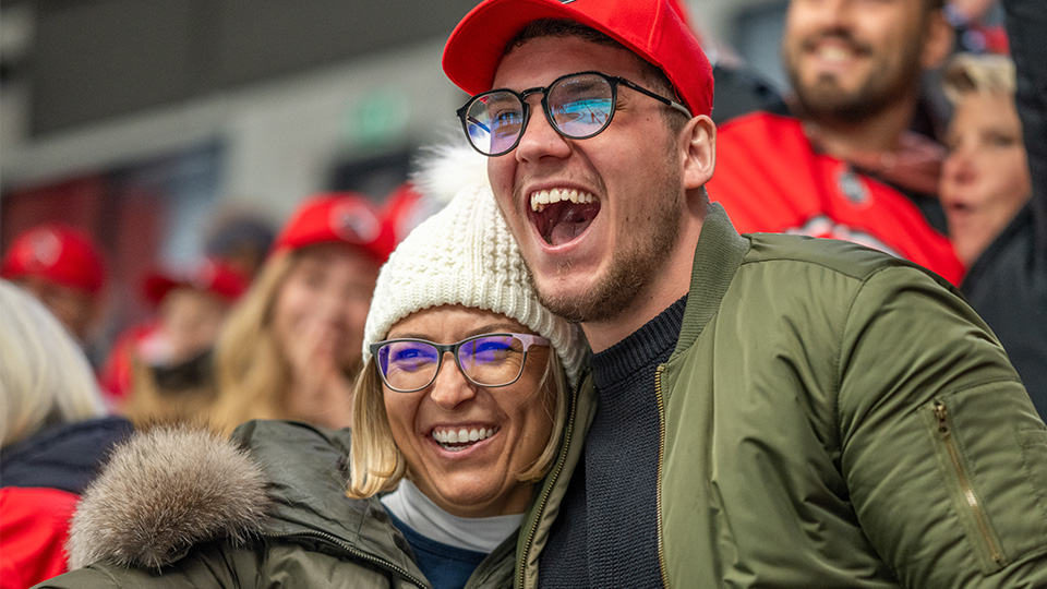 Ice Hockey Player with a puck