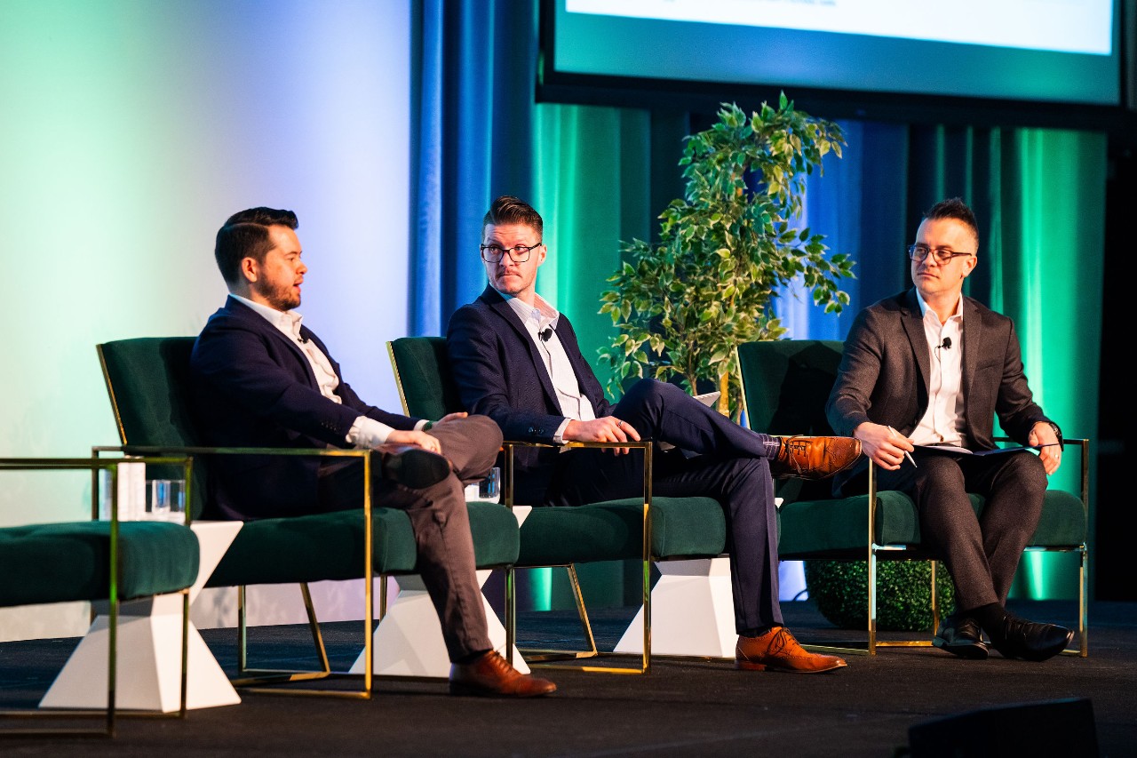 Illustration of speaker at conference